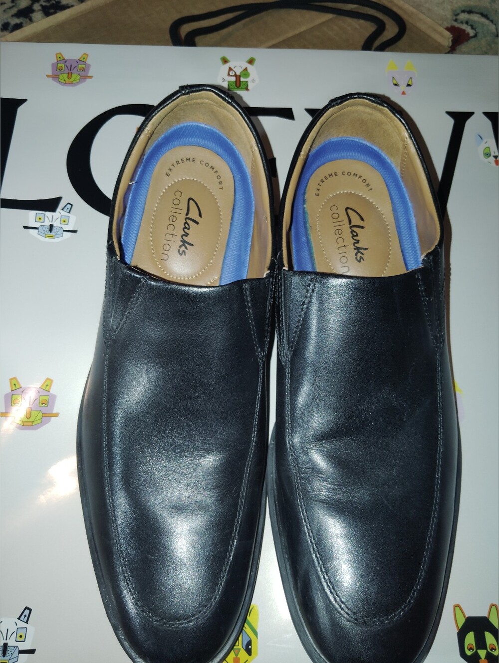 Clarks Men's Black Leather Slip-On Loafers